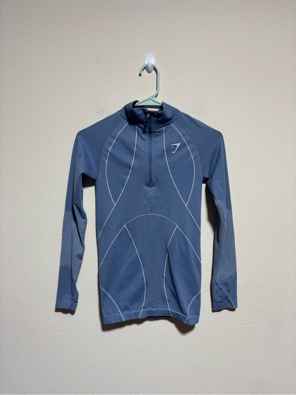 Gymshark Slate Blue Long-Sleeve Half-Zip Performance Top
